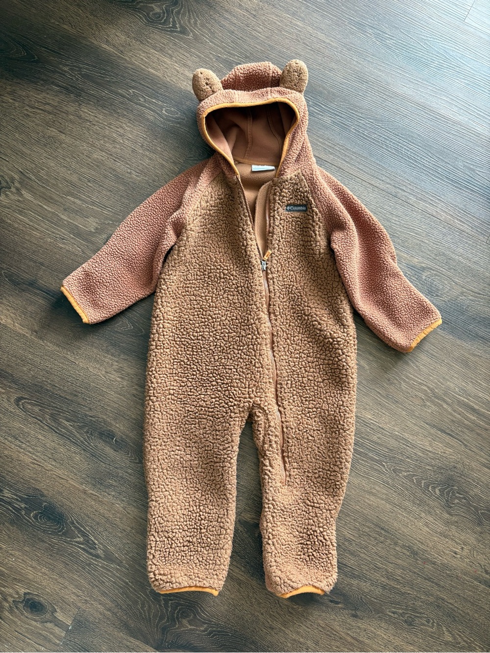 Columbia Brown Sherpa Bear Hooded One-Piece for Toddler- 18-14 Months